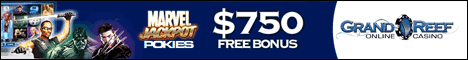 Play Marvel Jackpot Pokies at Grand Reef Casino - Multiple Currencies accepted